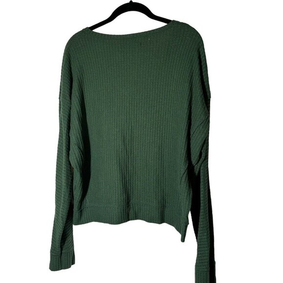 Abercrombie & Fitch waffle cropped Green long sleeve size XL - Picture 1 of 6